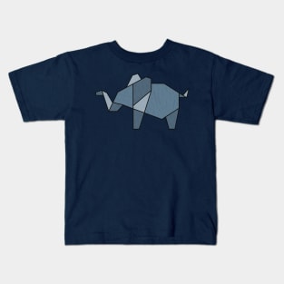 Blue Abstract Geometric Elephant Kids T-Shirt